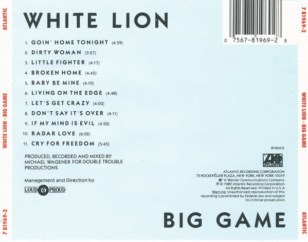 White Lion – Big Game (Used) (Mint Condition)